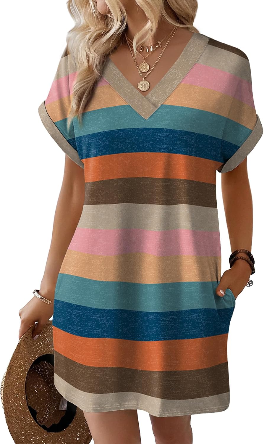 WIHOLL Summer Dresses for Women Casual Tshirt Dress Midi Dresses Fashion Beach Vacation Clothes