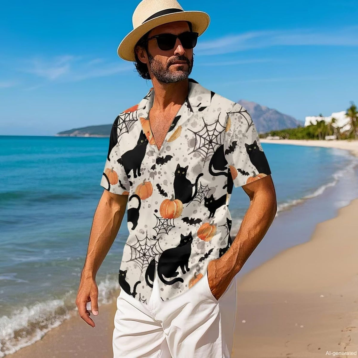 Cozeyat Matching Hawaiian Outfits for Couples Mens Button Up Polos Shirt and Women Sleeveless Sundress with Pockets