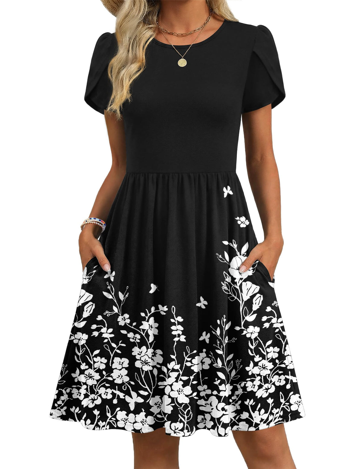 Zeagoo Women Summer Dress 2026 Short Sleeve Aline Mini Dresses with Pockets Casual Swing Tshirt Dress Vocation Beach Sundress
