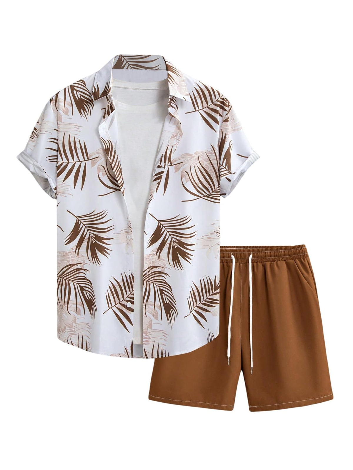 GORGLITTER Men's Beach Cruise Vacation Outfits Floral Shirt and Shorts Sets