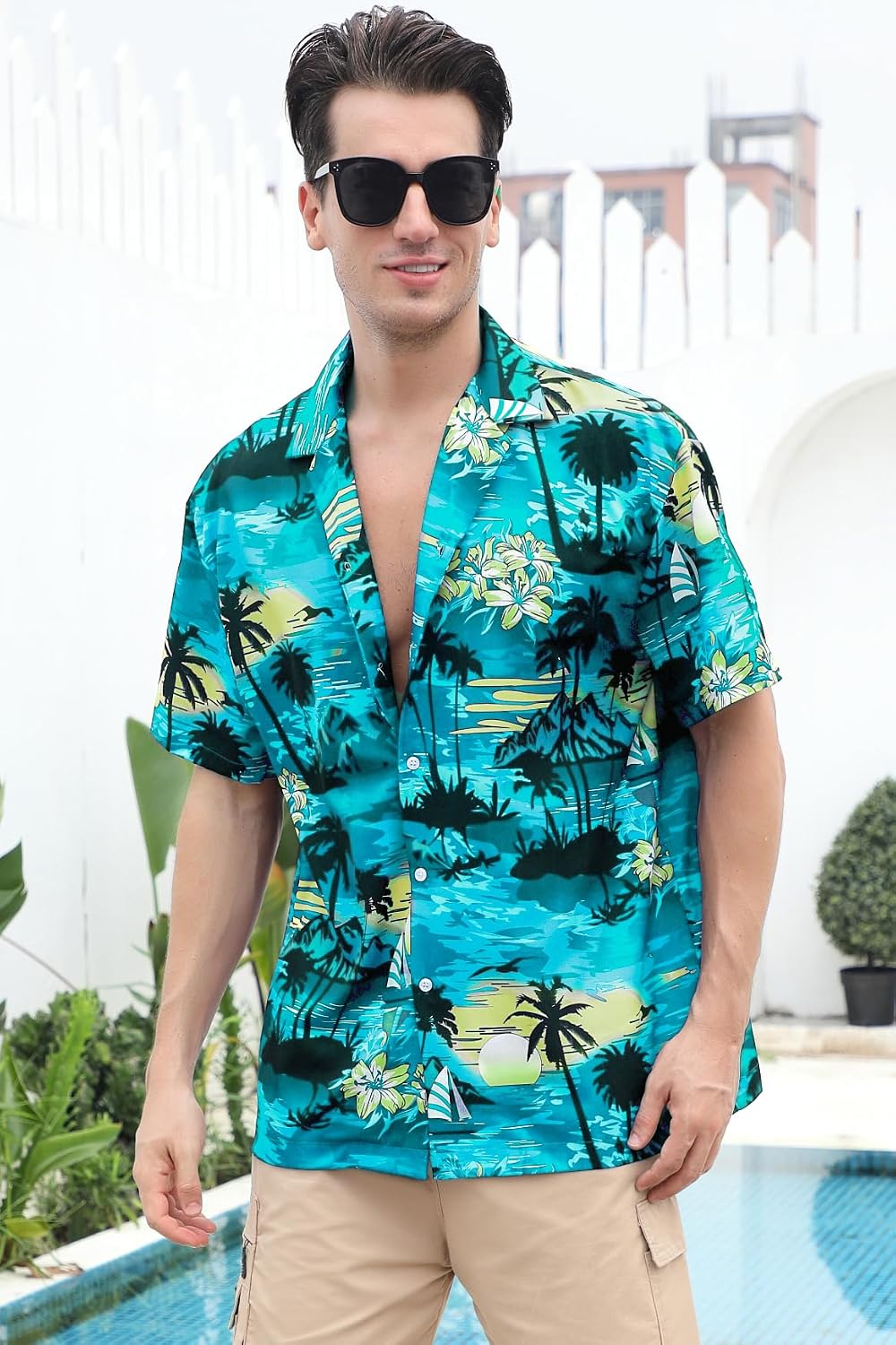 Cromoncent Matching Hawaiian Outfits for Family, Dad and Son Matching Luau Beach Tropical Shirts Mommy Daughter Tropical Sets