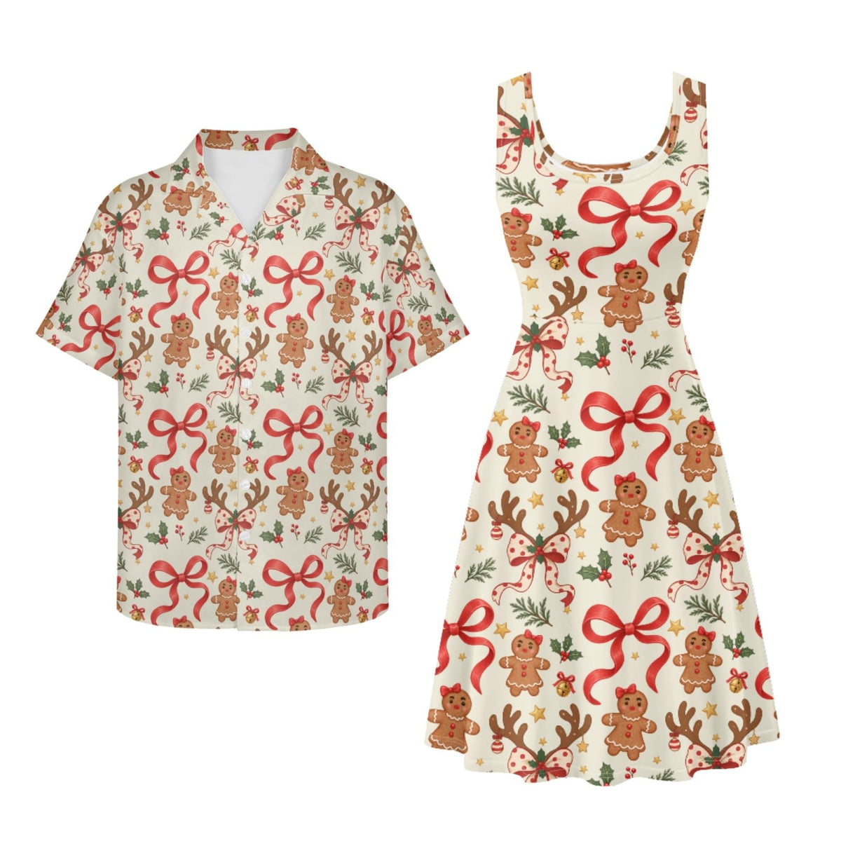 Dreaweet Summer Dresses for Women A-Line Sleeveless Flowy Sun Dresses,Men's Casual Button-Down Shirts,Couple Matching Outfits