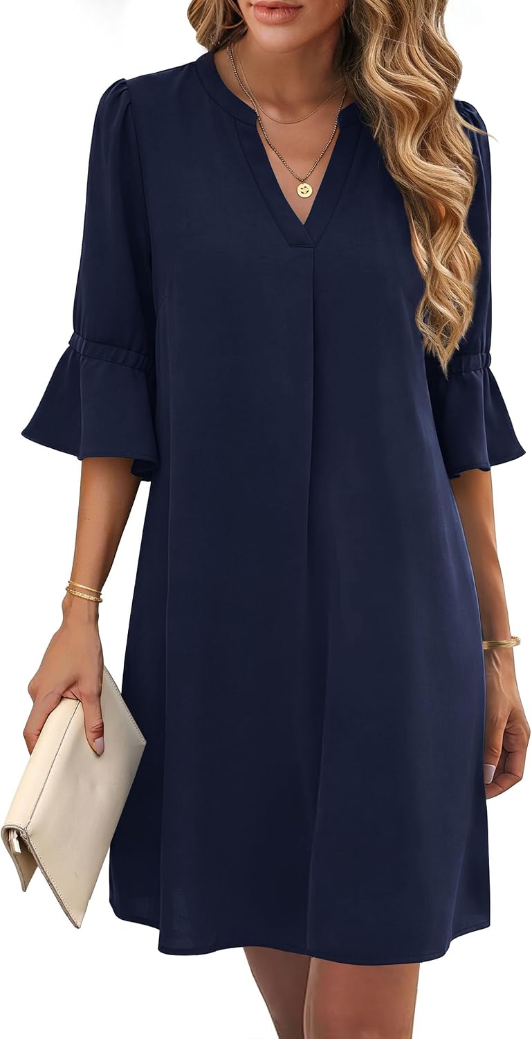 RUMIA Shift Dress for Women Ruffle Sleeve Loose Casual Dress