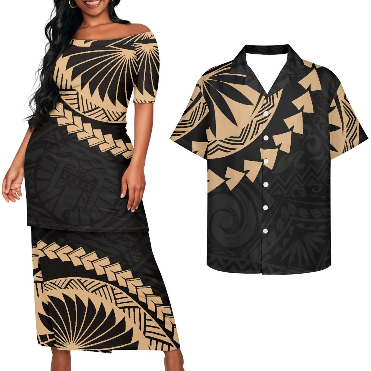 Samoa Couple Outfit Puletasi Samoa Dress Polynesian Shirts for Men Puletasi Samoan Traditional Dress Hawaiian