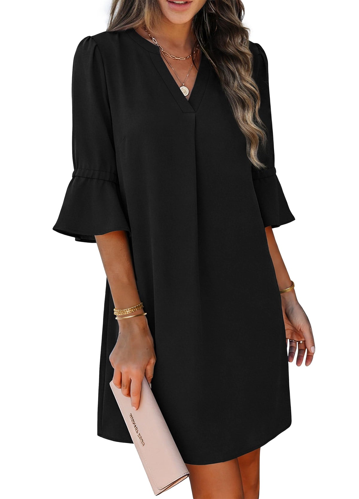 RUMIA Shift Dress for Women Ruffle Sleeve Loose Casual Dress