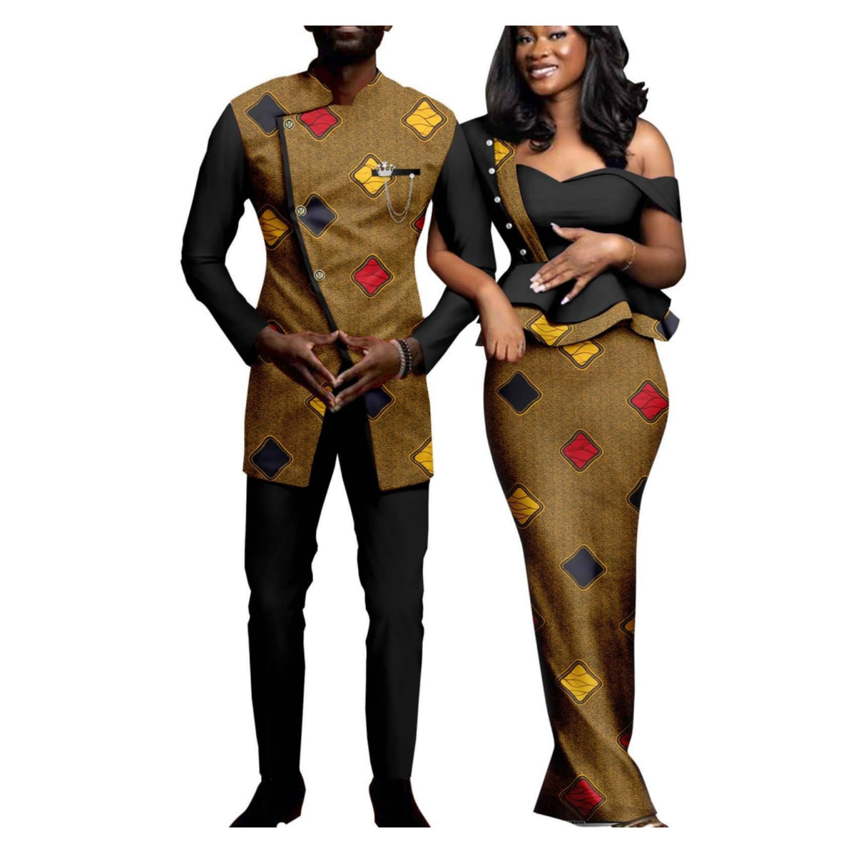African Print Dresses for Women Matching Couple Outfits Men Clothes Jacket and Pant Sets Party Wear