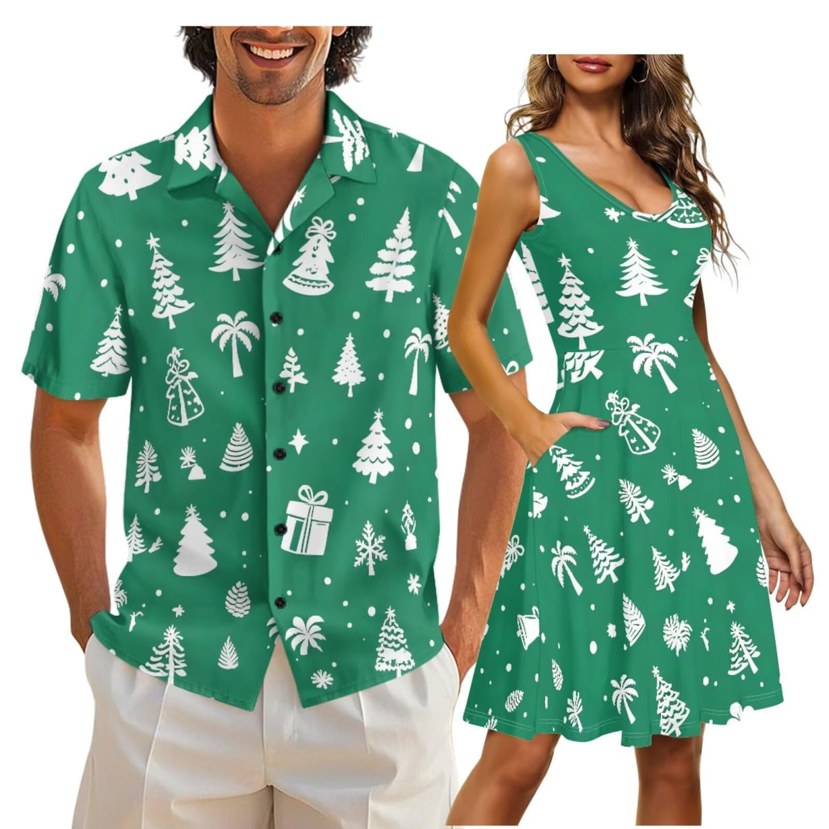 Cozeyat Independence Day Matching Outfits for Couples Mens Short Sleeve Button Down Shirts Womens Sleeveless Dress