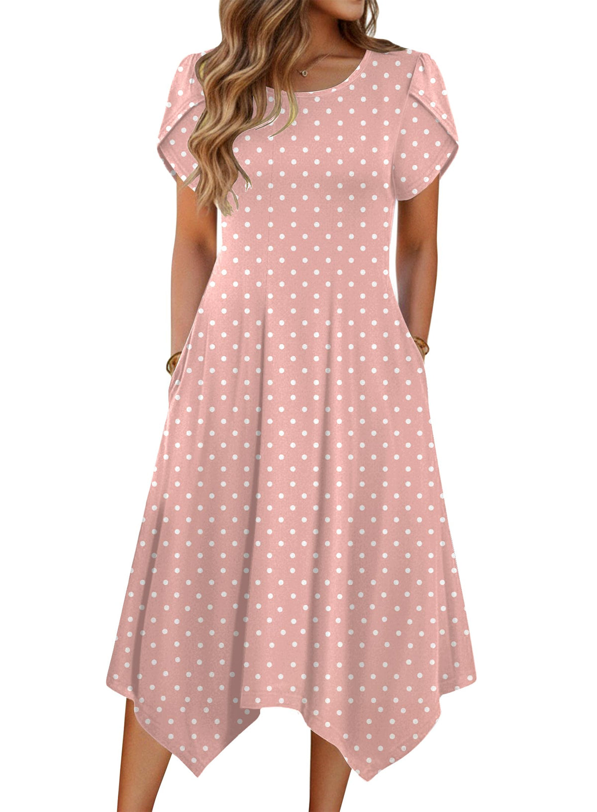 Zeagoo Womens Casual Dress for Summer Loose Hankerchief Flare Midi Sundress