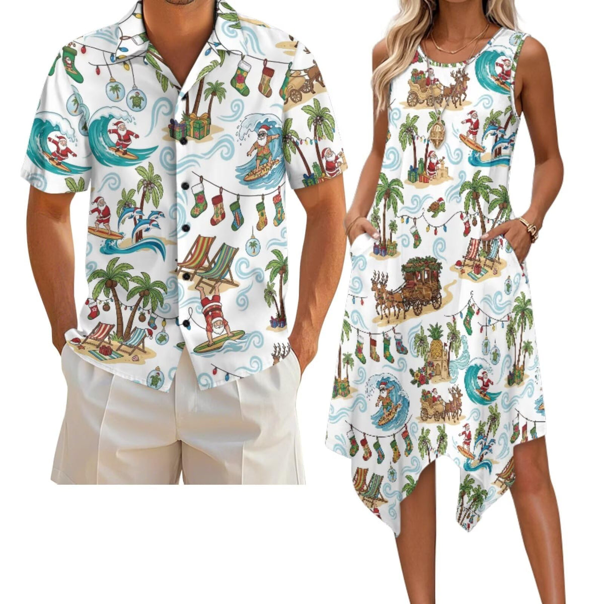 Belidome Couples Matching Outfits Husband and Wife Clothes Sleeveless Dress Button Down Short Sleeve Shirts