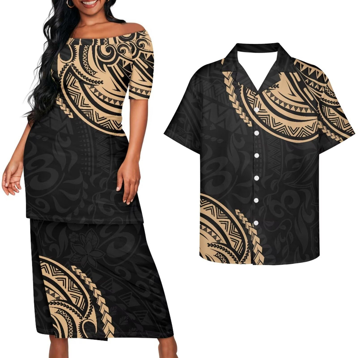 Samoa Couple Outfit Puletasi Samoa Dress Polynesian Shirts for Men Puletasi Samoan Traditional Dress Hawaiian