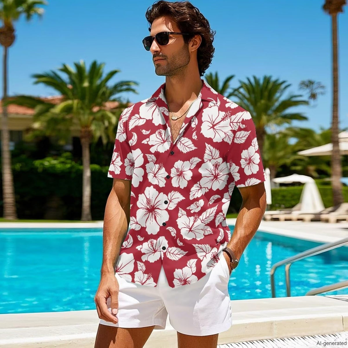 Gomyblomy Matching Hawaiian Outfits for Couples Vacation Tropical Floral Women Dress Mens Shirts His and Hers Clothing
