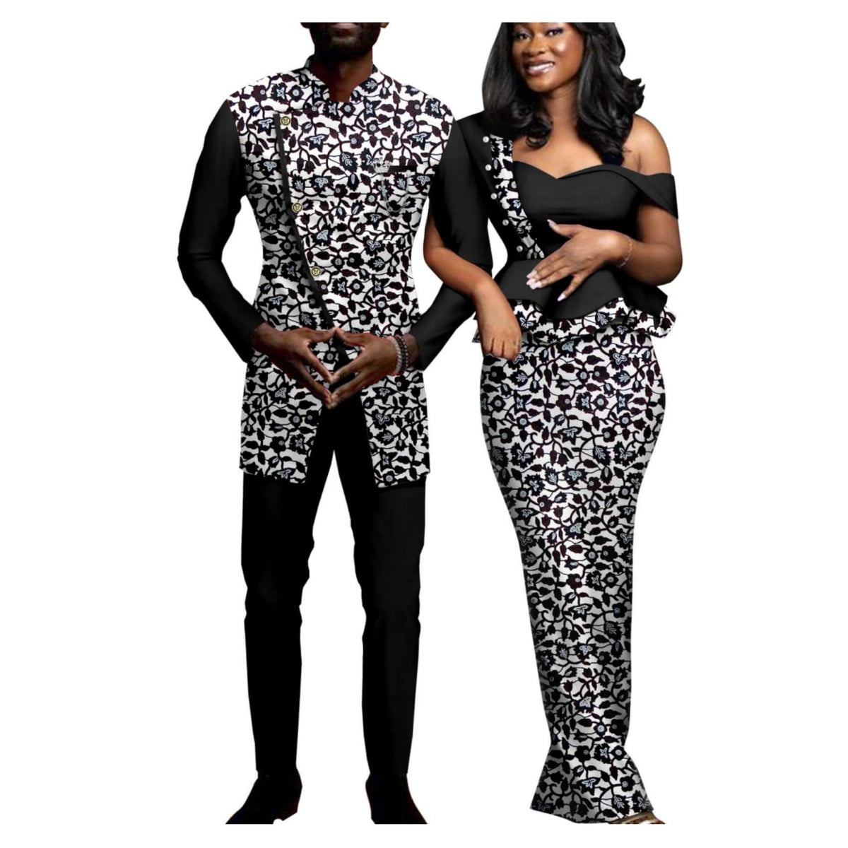 African Print Dresses for Women Matching Couple Outfits Men Clothes Jacket and Pant Sets Party Wear