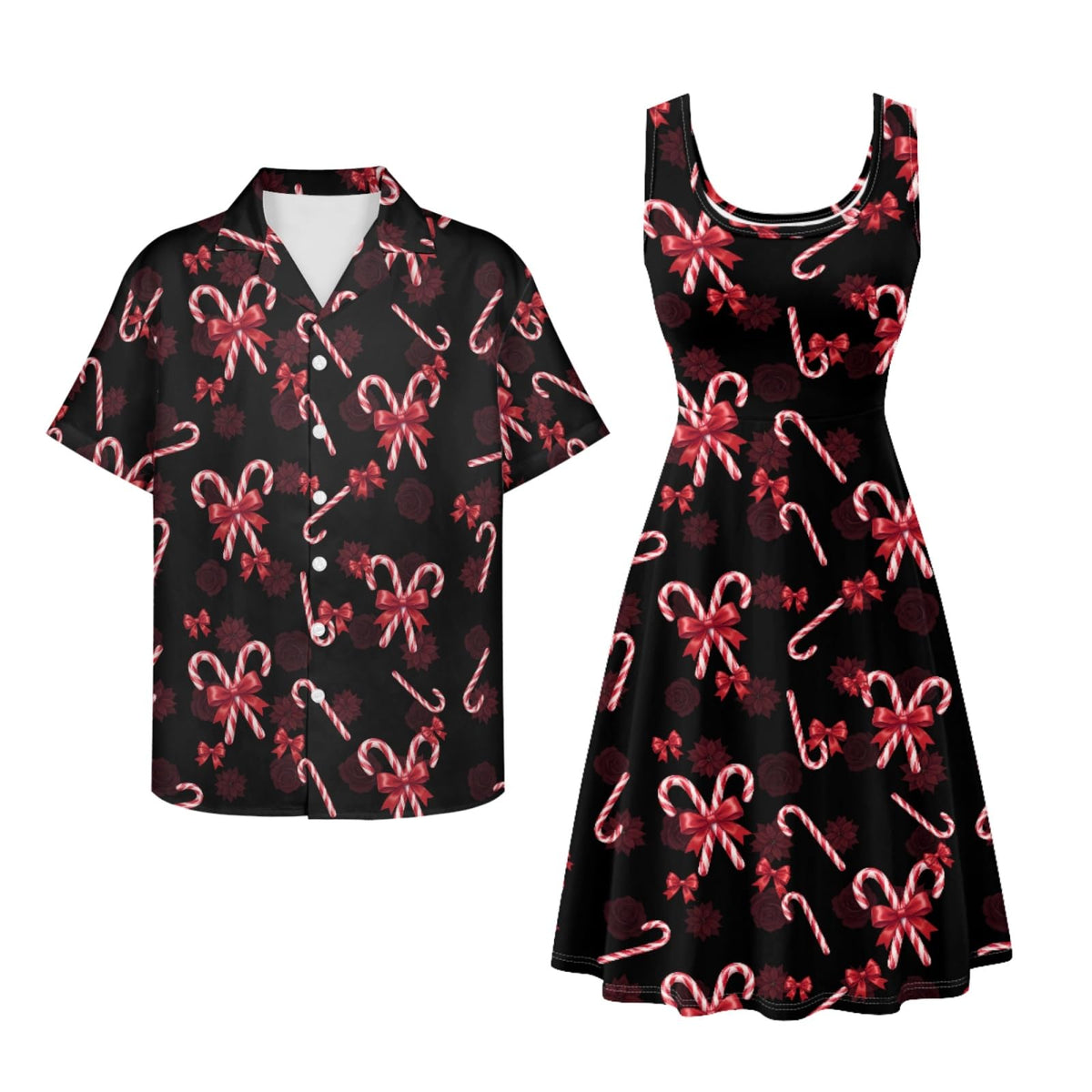Dreaweet Summer Dresses for Women A-Line Sleeveless Flowy Sun Dresses,Men's Casual Button-Down Shirts,Couple Matching Outfits