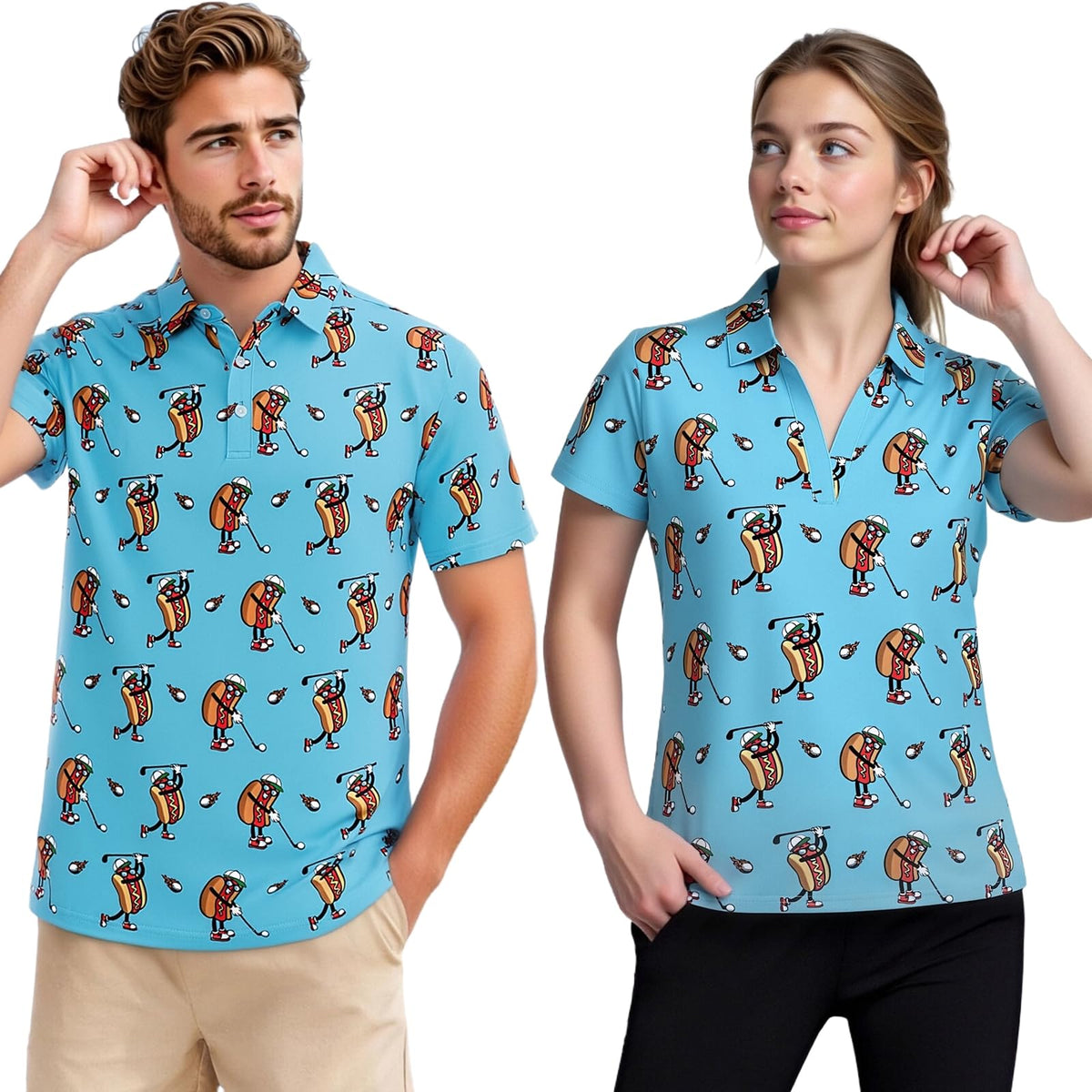 Matching Golf Shirts for Couples Funny Golf Polo Shirts for Men Women Crazy Fun Polo Shirts Couples Matching Outfits