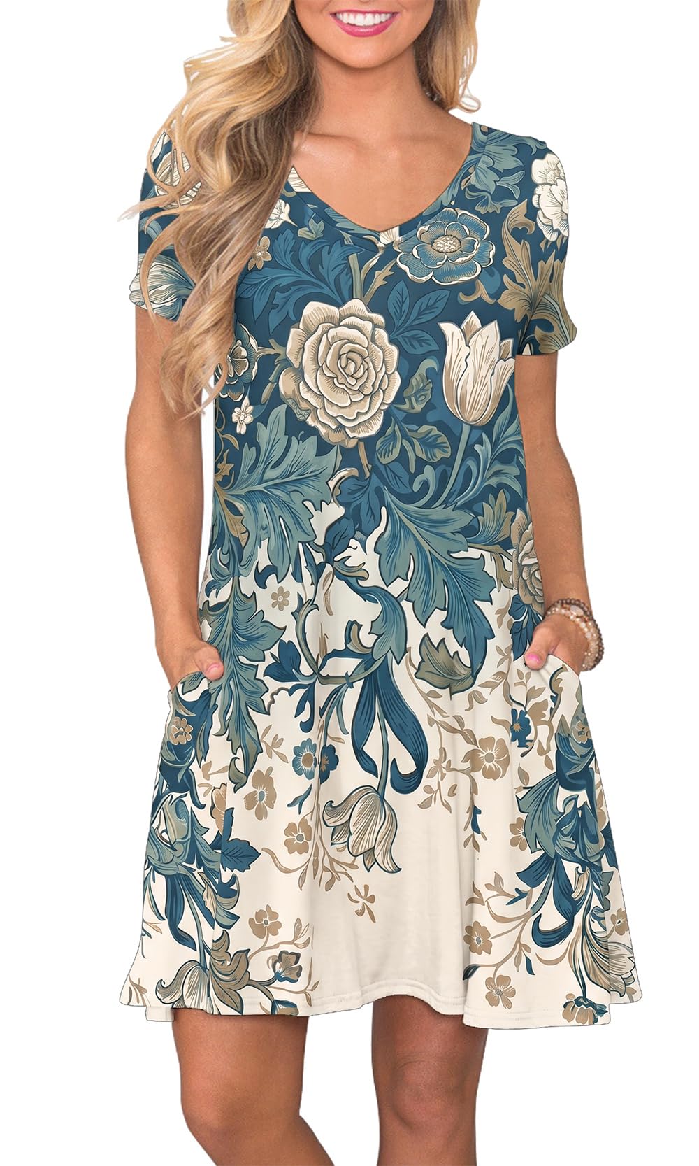lionstill Women's Casual T Shirt Dress Summer Short Sleeve Swing Dresses with Pockets