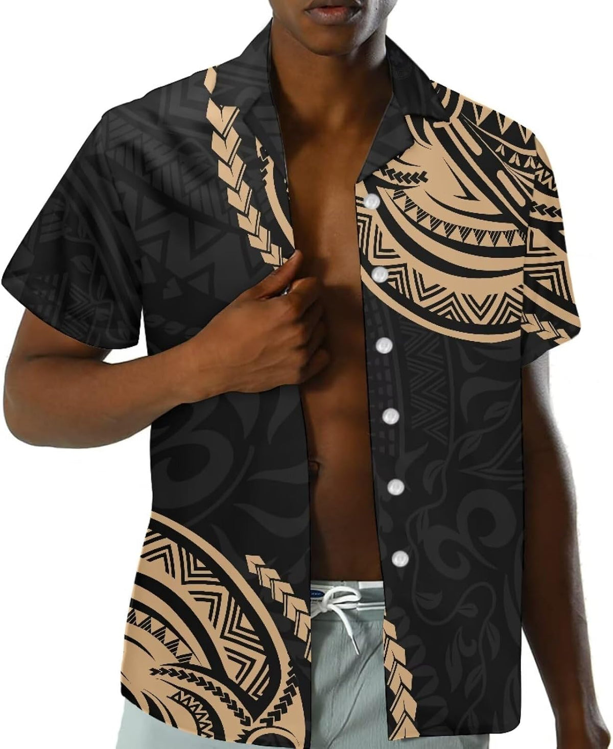 Samoa Couple Outfit Polynesian Dress for Women Traditional Puletasi Shirts for Men Beach Lava Lava Luau