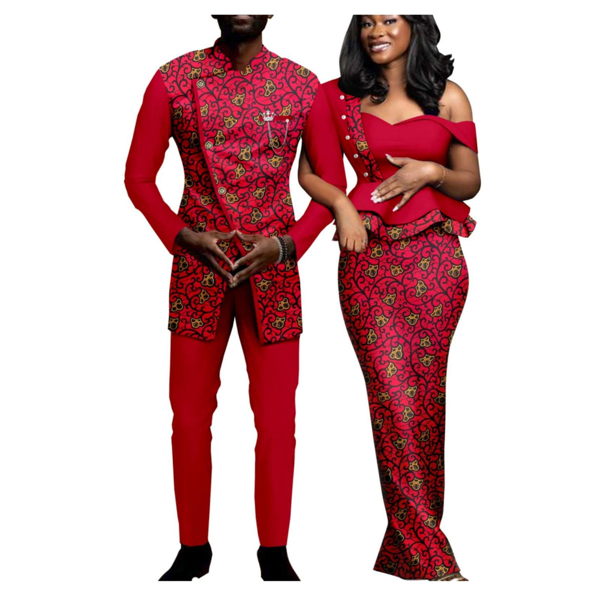 African Print Dresses for Women Matching Couple Outfits Men Clothes Jacket and Pant Sets Party Wear