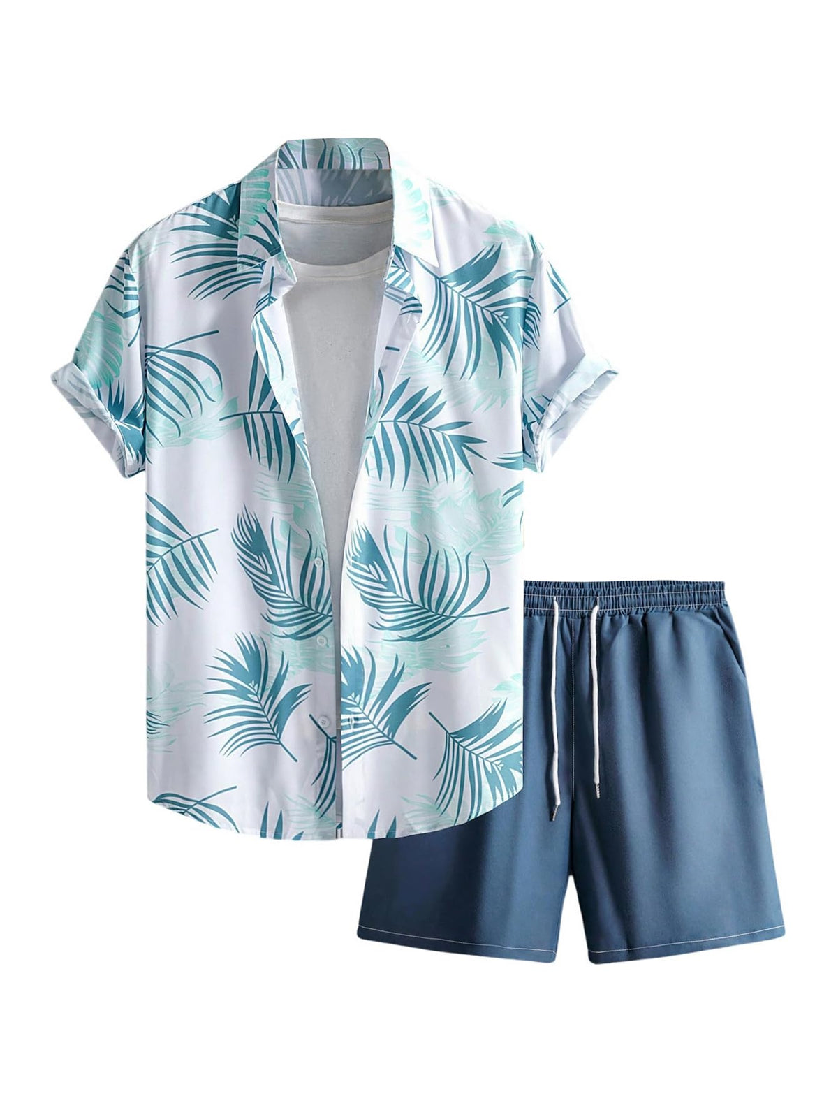 GORGLITTER Men's Beach Cruise Vacation Outfits Floral Shirt and Shorts Sets