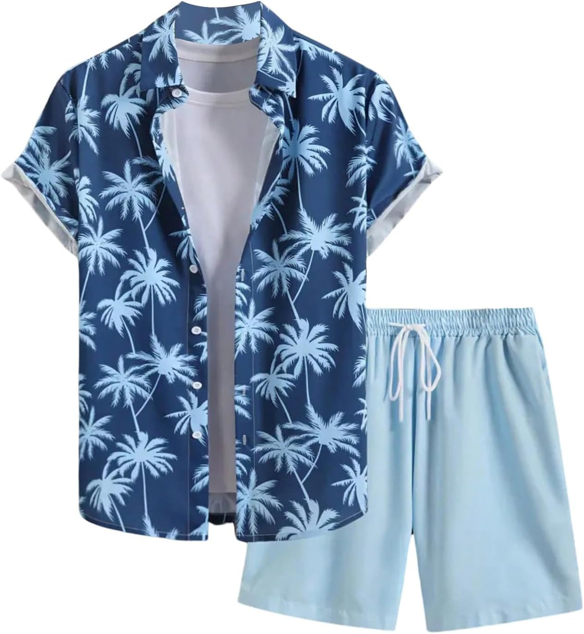 GORGLITTER Men's Beach Cruise Vacation Outfits Floral Shirt and Shorts Sets