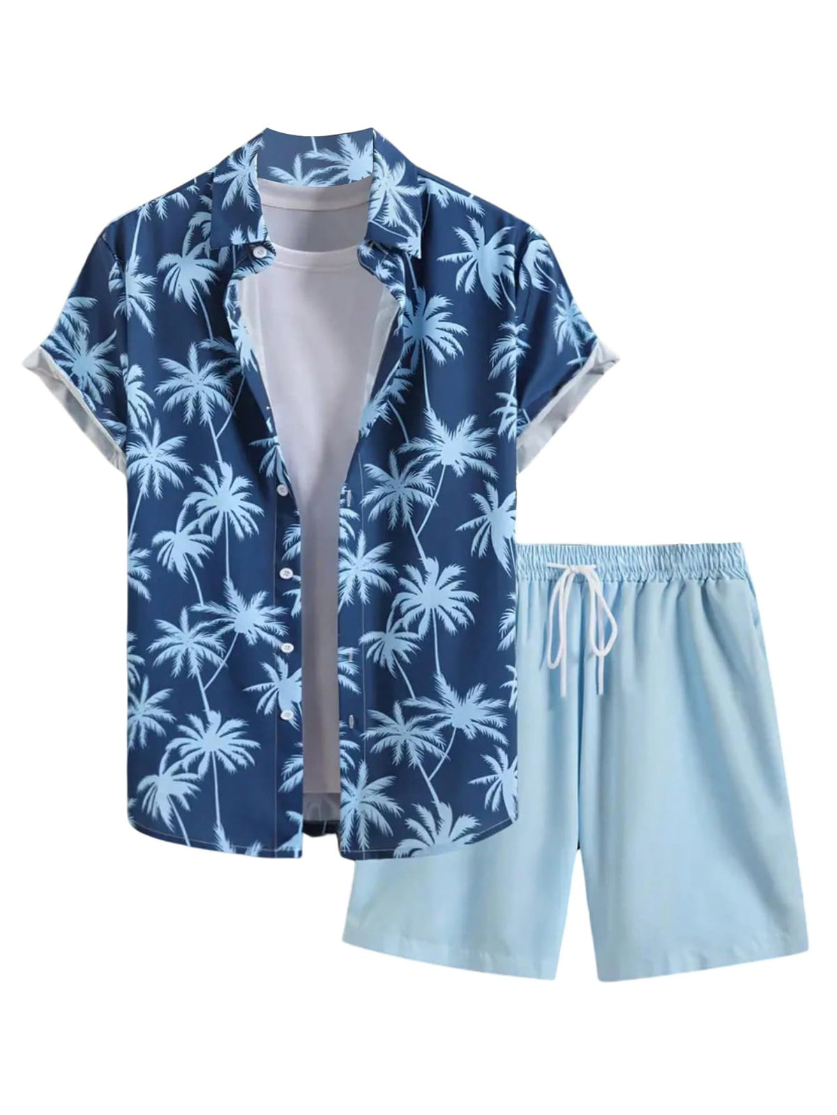 GORGLITTER Men's Beach Cruise Vacation Outfits Floral Shirt and Shorts Sets