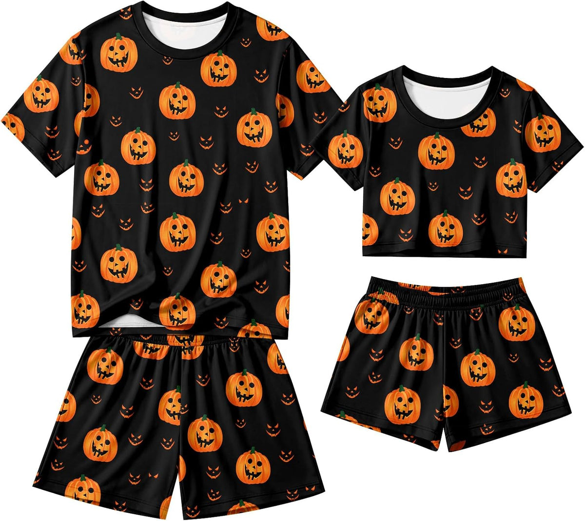 Matching Pjs for Couples Pumpkin Funny Short Sleeve Tops Matching Shorts