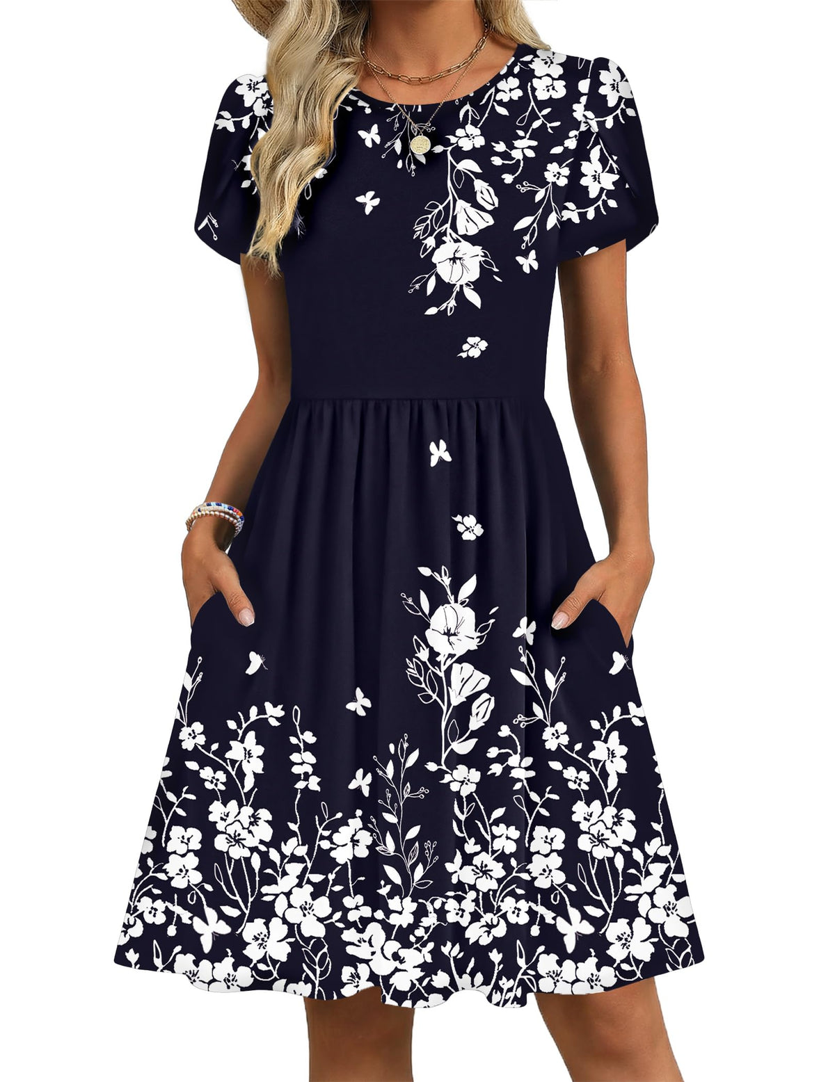Zeagoo Women Summer Dress 2026 Short Sleeve Aline Mini Dresses with Pockets Casual Swing Tshirt Dress Vocation Beach Sundress