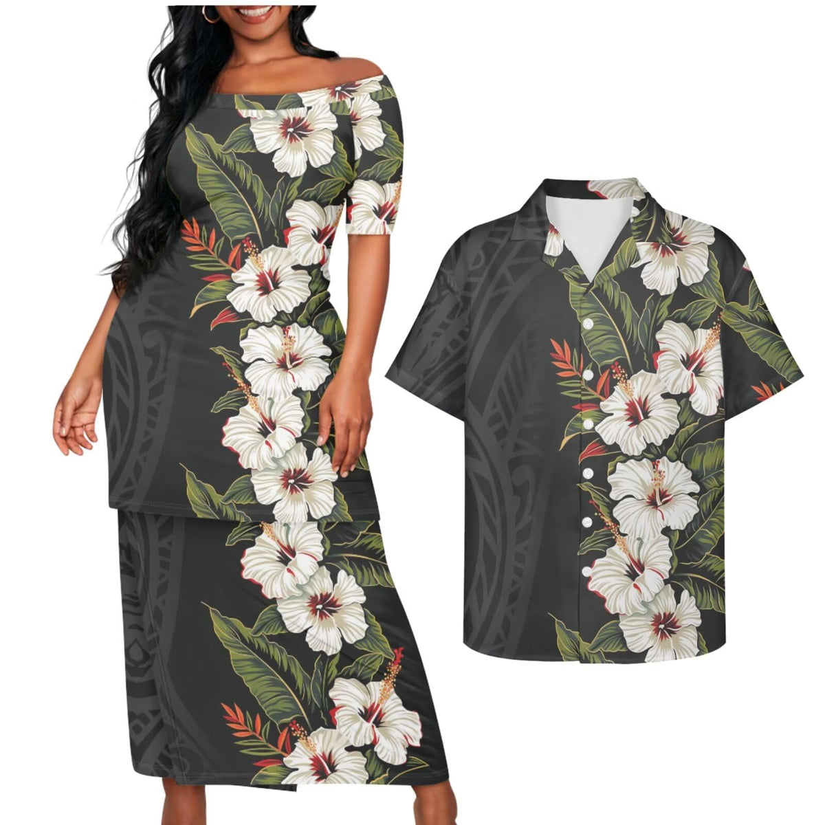 Samoa Couple Outfit Puletasi Samoa Dress Polynesian Shirts for Men Puletasi Samoan Traditional Dress Hawaiian