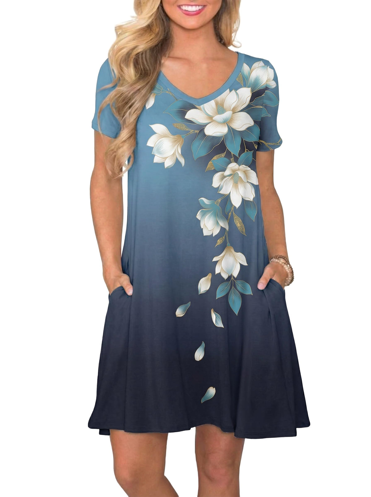 lionstill Women's Casual T Shirt Dress Summer Short Sleeve Swing Dresses with Pockets