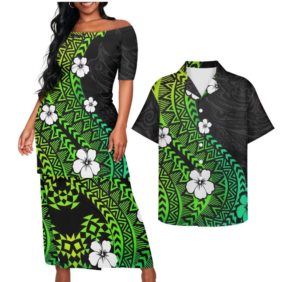 Samoa Couple Outfit Puletasi Samoa Dress Polynesian Shirts for Men Puletasi Samoan Traditional Dress Hawaiian