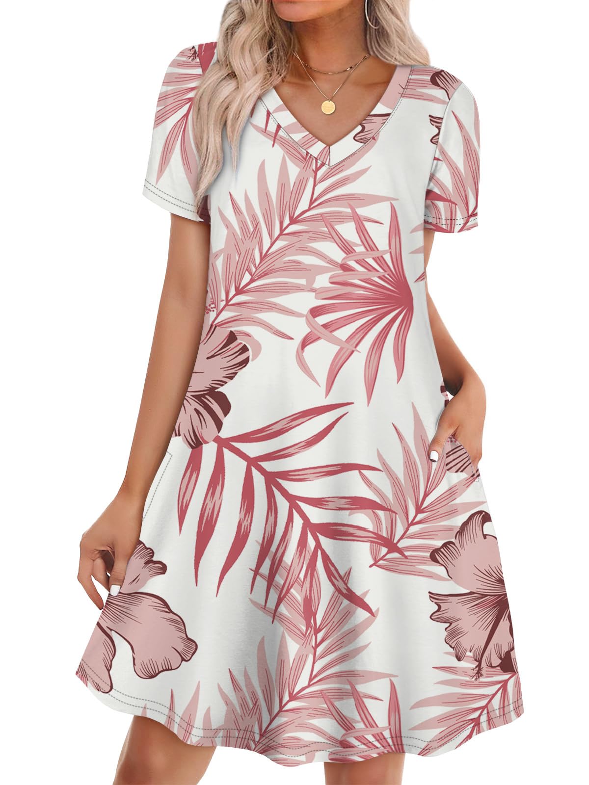 WIHOLL Boho Summer Dresses for Women Casual Loose T Shirt Dress with Pockets Beach Vacation Outfits S-4XL