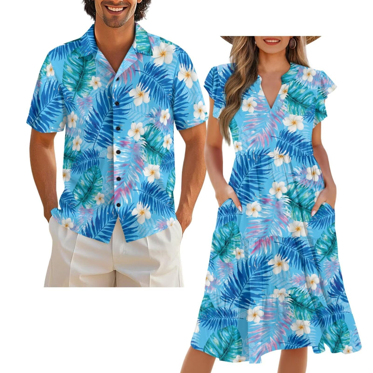 Matching Hawaiian Outfits for Couples Matching Tropical Outfits Vacation Clothes Womens Summer Dresses Mens Shirts