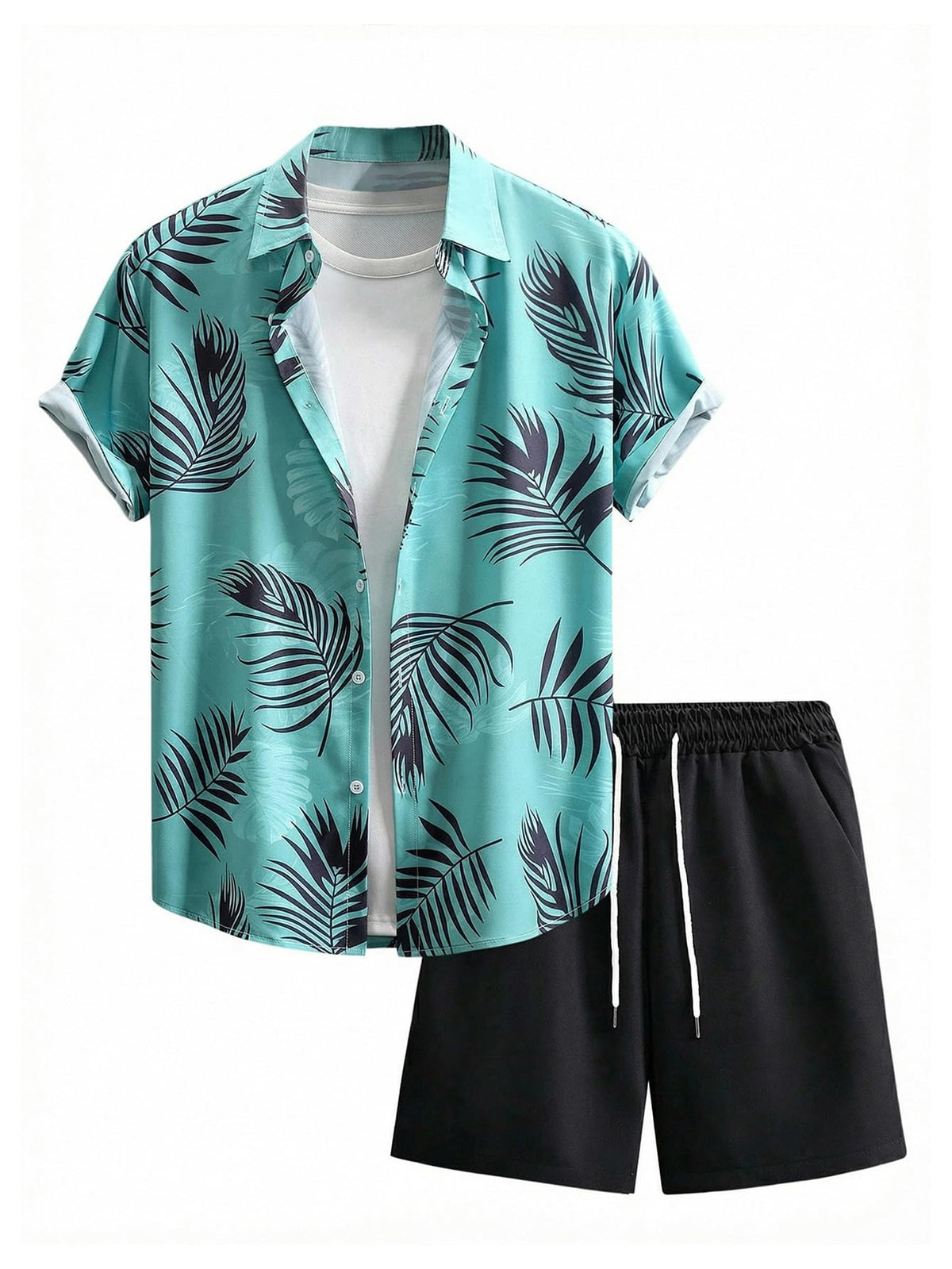 GORGLITTER Men's Beach Cruise Vacation Outfits Floral Shirt and Shorts Sets