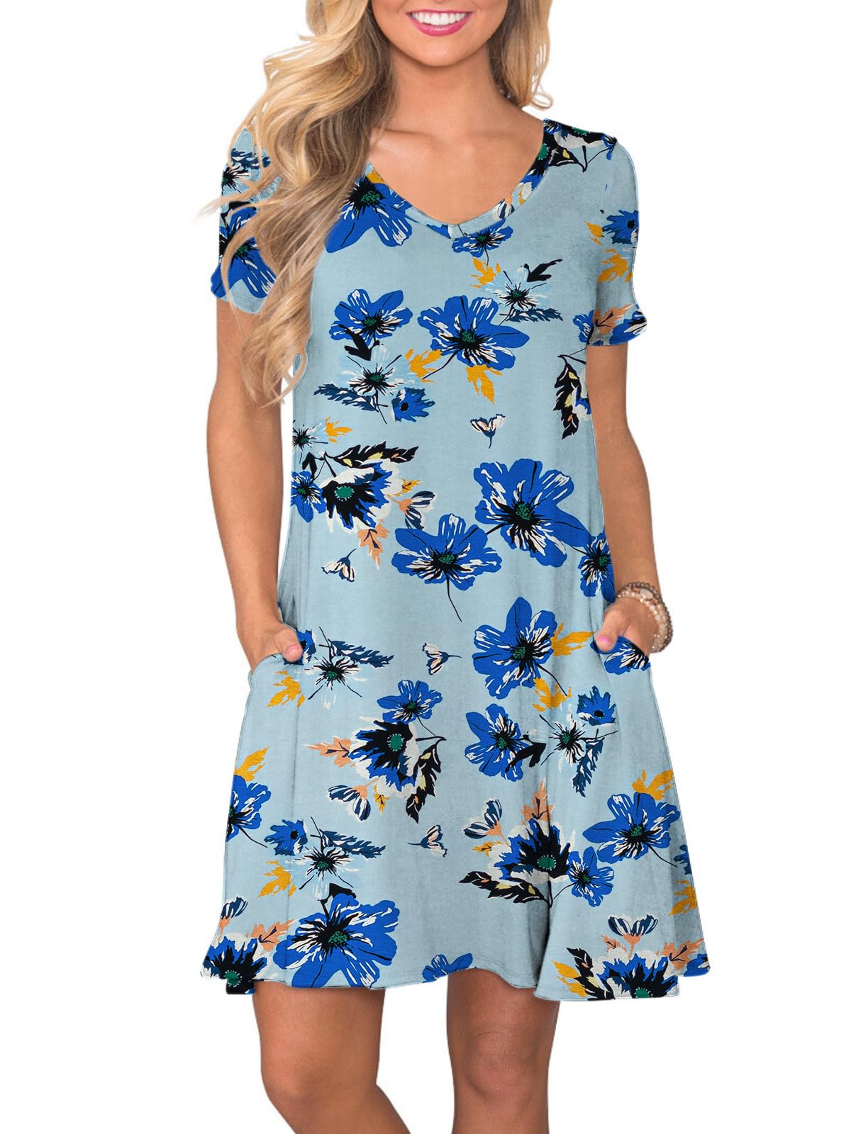 lionstill Women's Casual T Shirt Dress Summer Short Sleeve Swing Dresses with Pockets