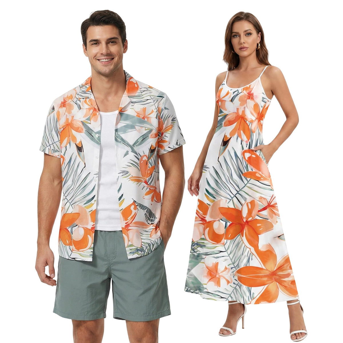 DRESSFO Couples Tropical Vacation Set