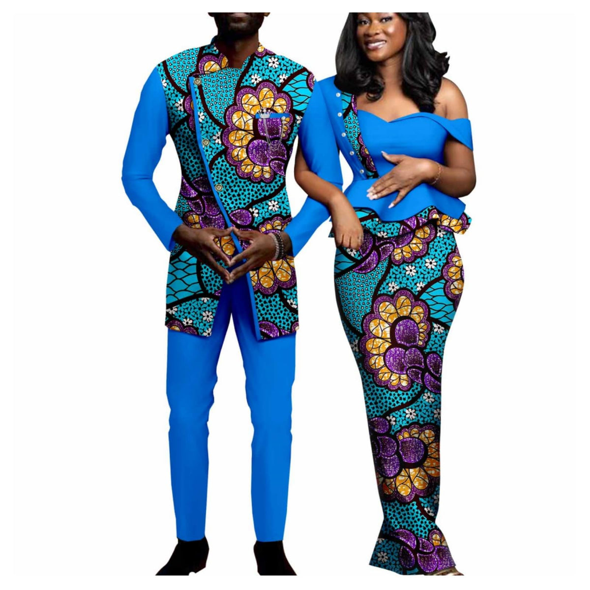 African Print Dresses for Women Matching Couple Outfits Men Clothes Jacket and Pant Sets Party Wear