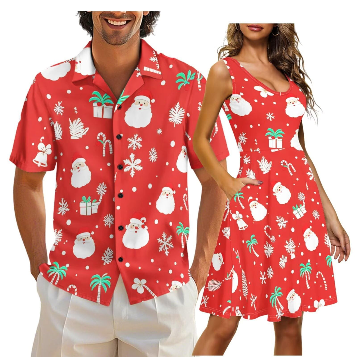 Cozeyat Independence Day Matching Outfits for Couples Mens Short Sleeve Button Down Shirts Womens Sleeveless Dress