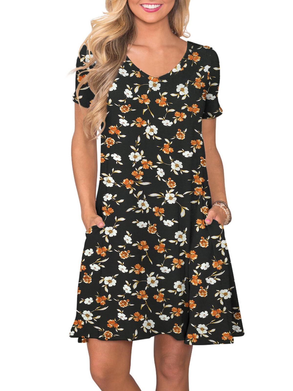 lionstill Women's Casual T Shirt Dress Summer Short Sleeve Swing Dresses with Pockets
