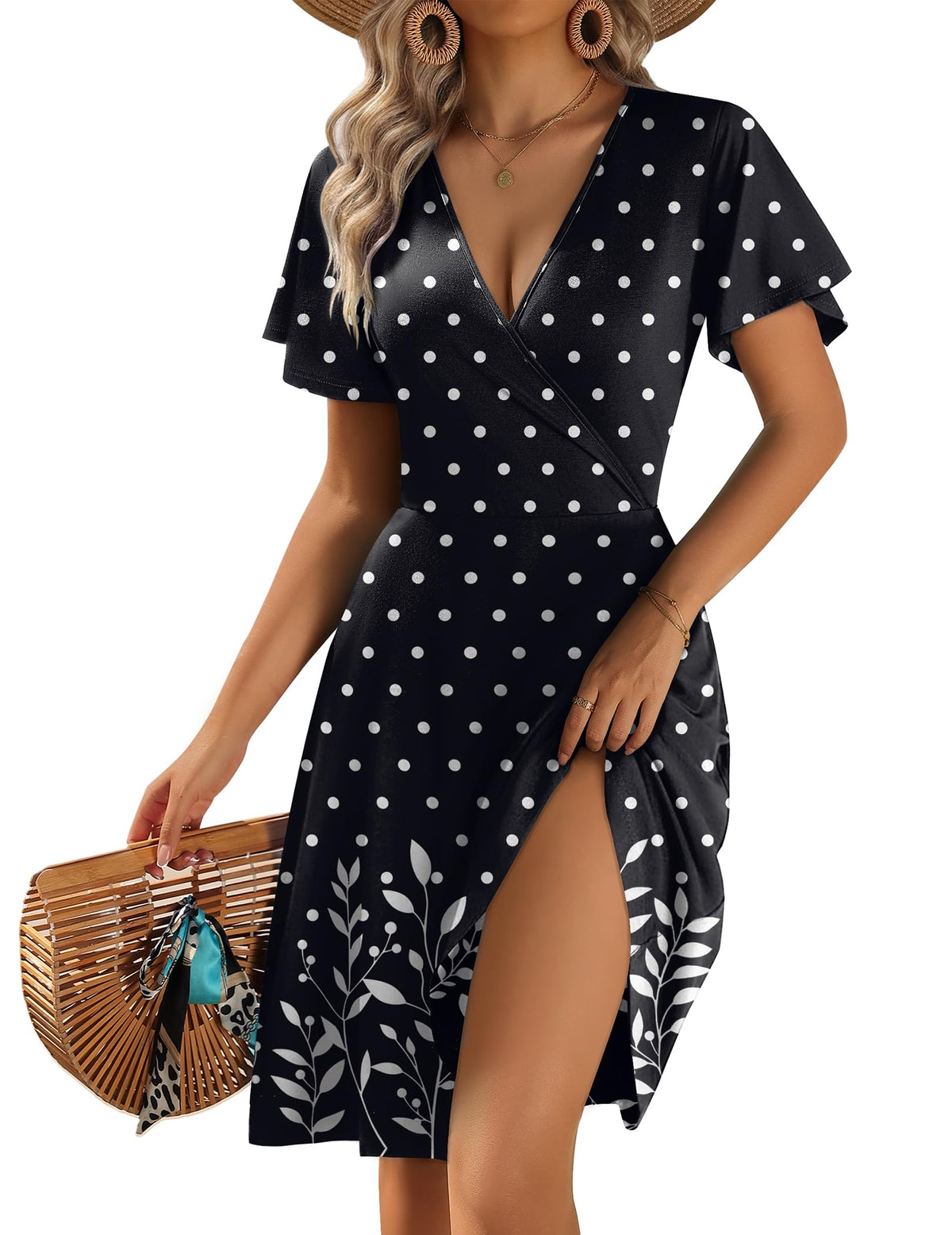 Zeagoo Womens Summer Dresses Wrap V Neck Dress Floral A-Line Ruffle Sleeve Casual Sundress with Pockets 2026