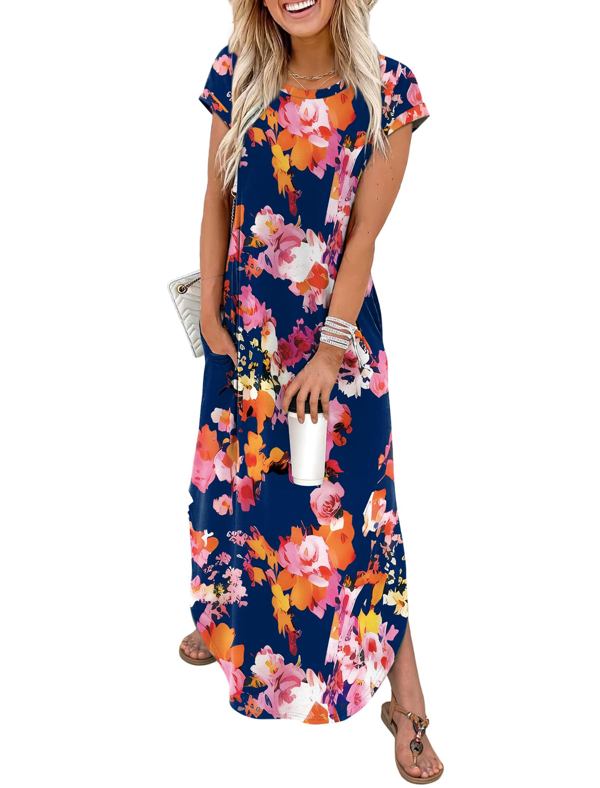 WIHOLL Summer Dresses Cap Sleeve Crewneck Maxi Long Casual Dress with Pockets Beach Vacation Sundresses 2026 Trendy