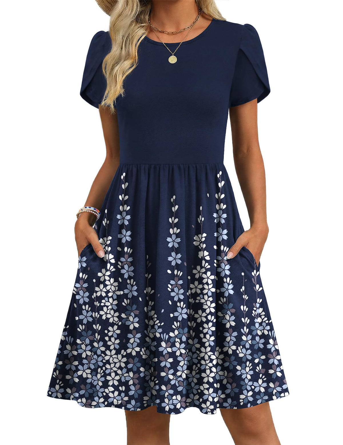 Zeagoo Women Summer Dress 2026 Short Sleeve Aline Mini Dresses with Pockets Casual Swing Tshirt Dress Vocation Beach Sundress