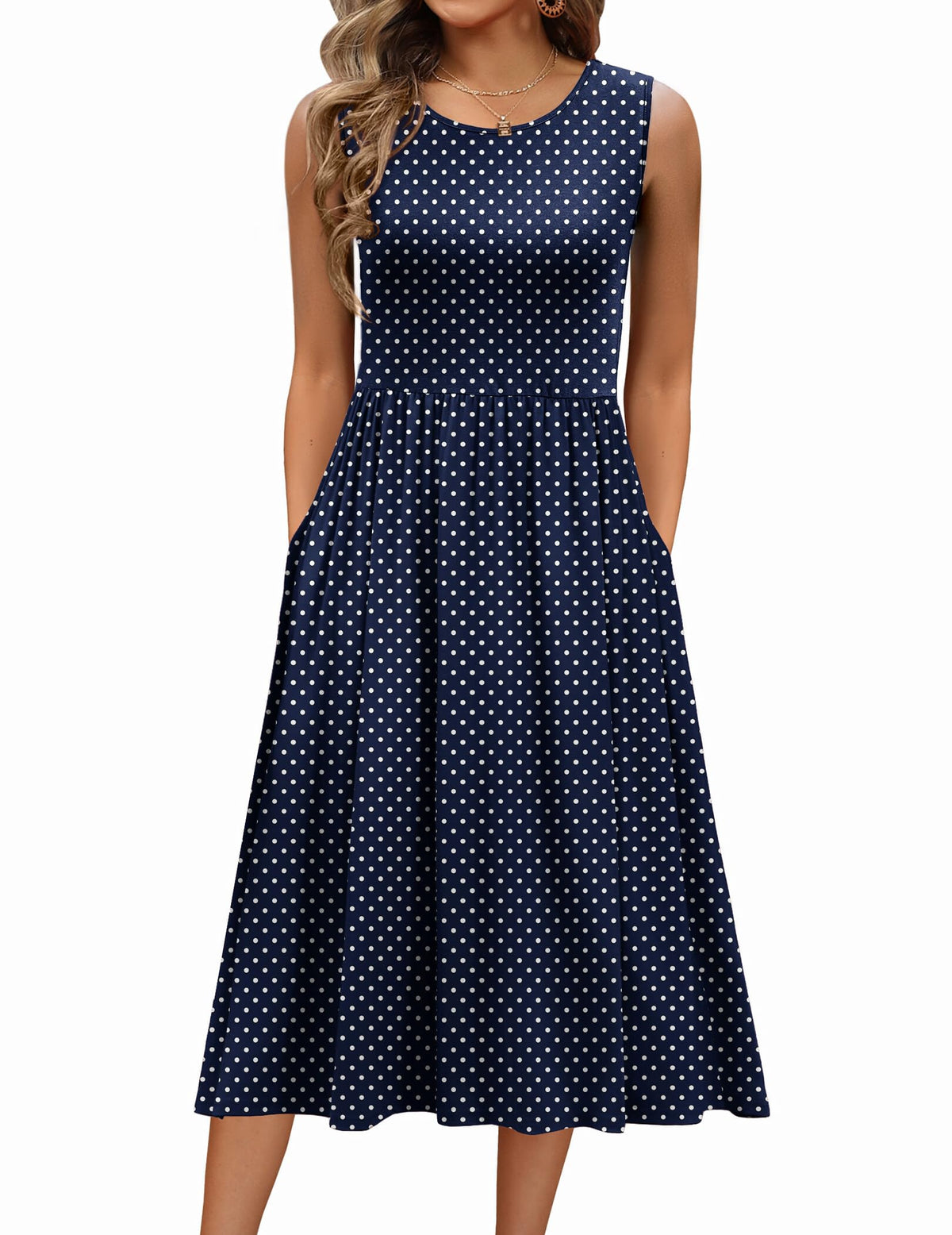 Zeagoo Women's Summer Tank Midi Dress with Pockets Floral Sleeveless A-Line Casual Loose T-Shirt Dresses Beach Sundress 2026