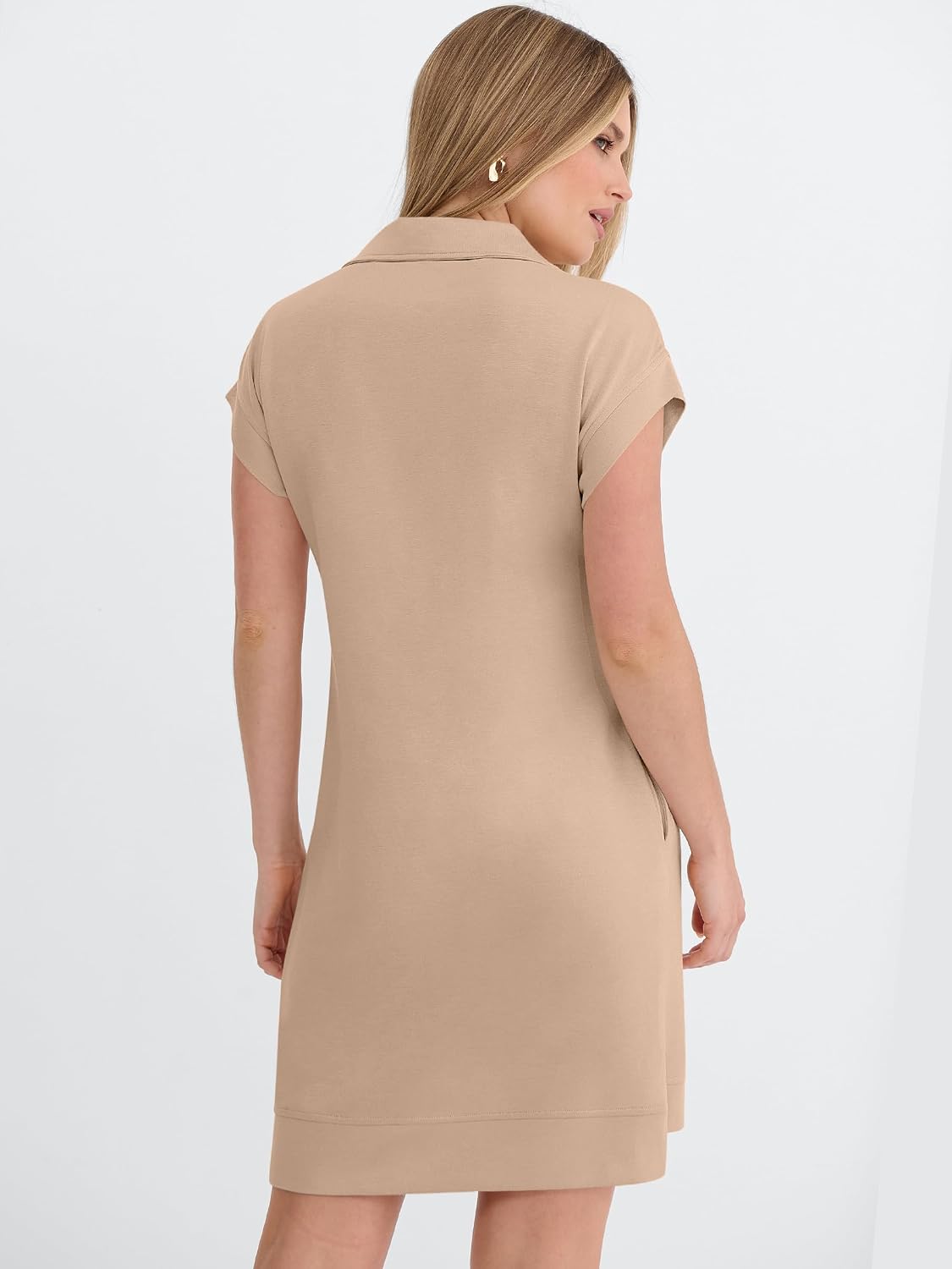 ANRABESS Womens Summer Casual Half Zip Wrinkle-Free Dress