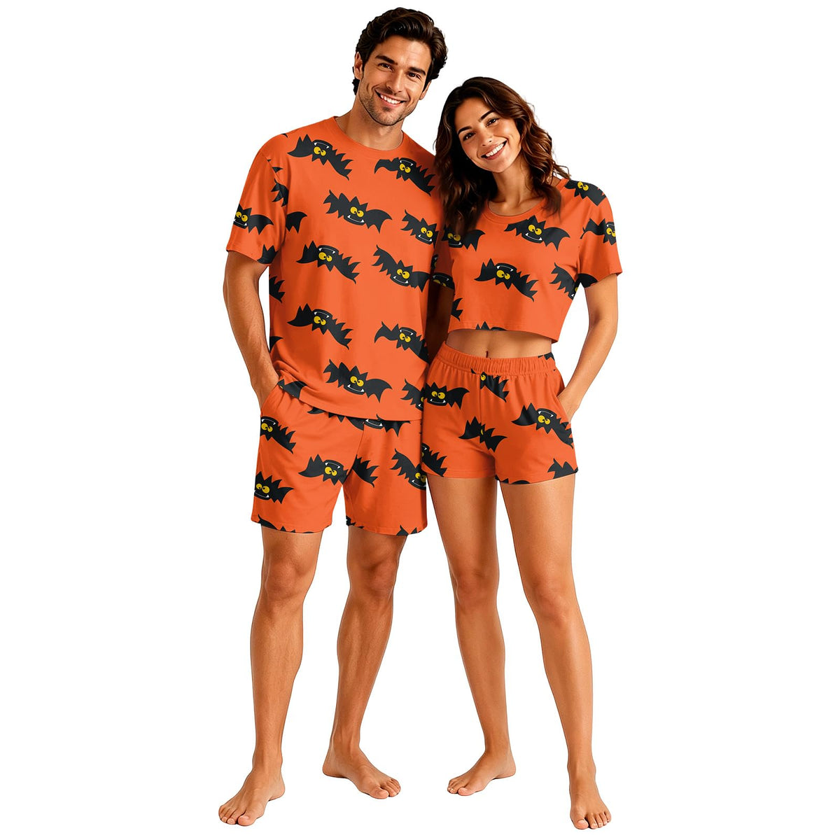 Matching Pjs for Couples Pumpkin Funny Short Sleeve Tops Matching Shorts