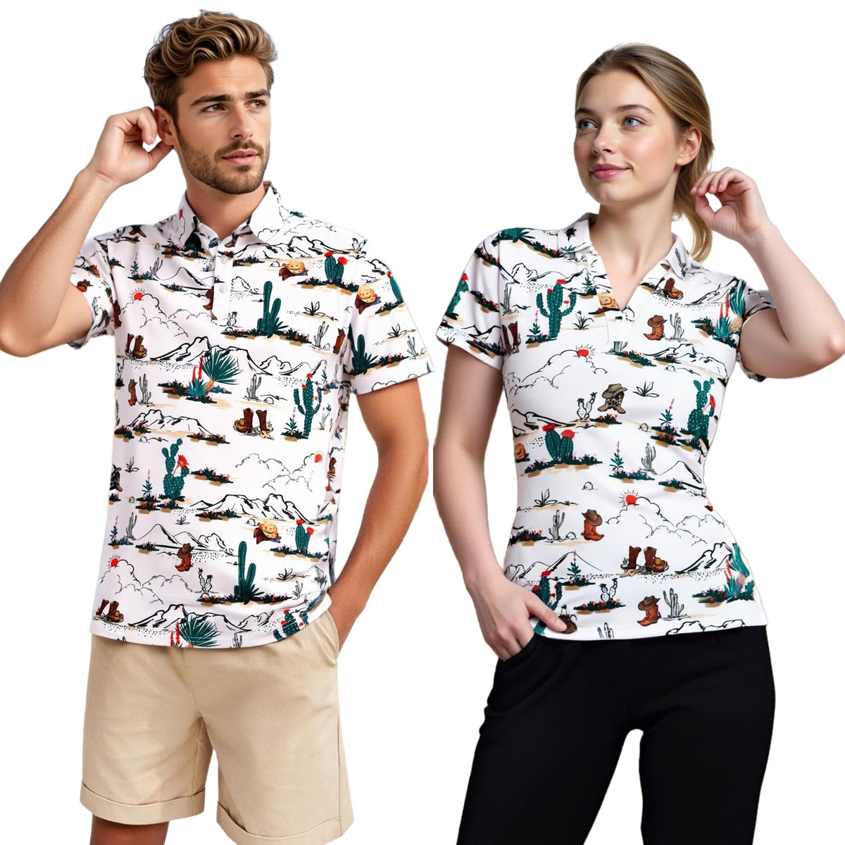 Matching Golf Shirts for Couples Funny Golf Polo Shirts for Men Women Crazy Fun Polo Shirts Couples Matching Outfits
