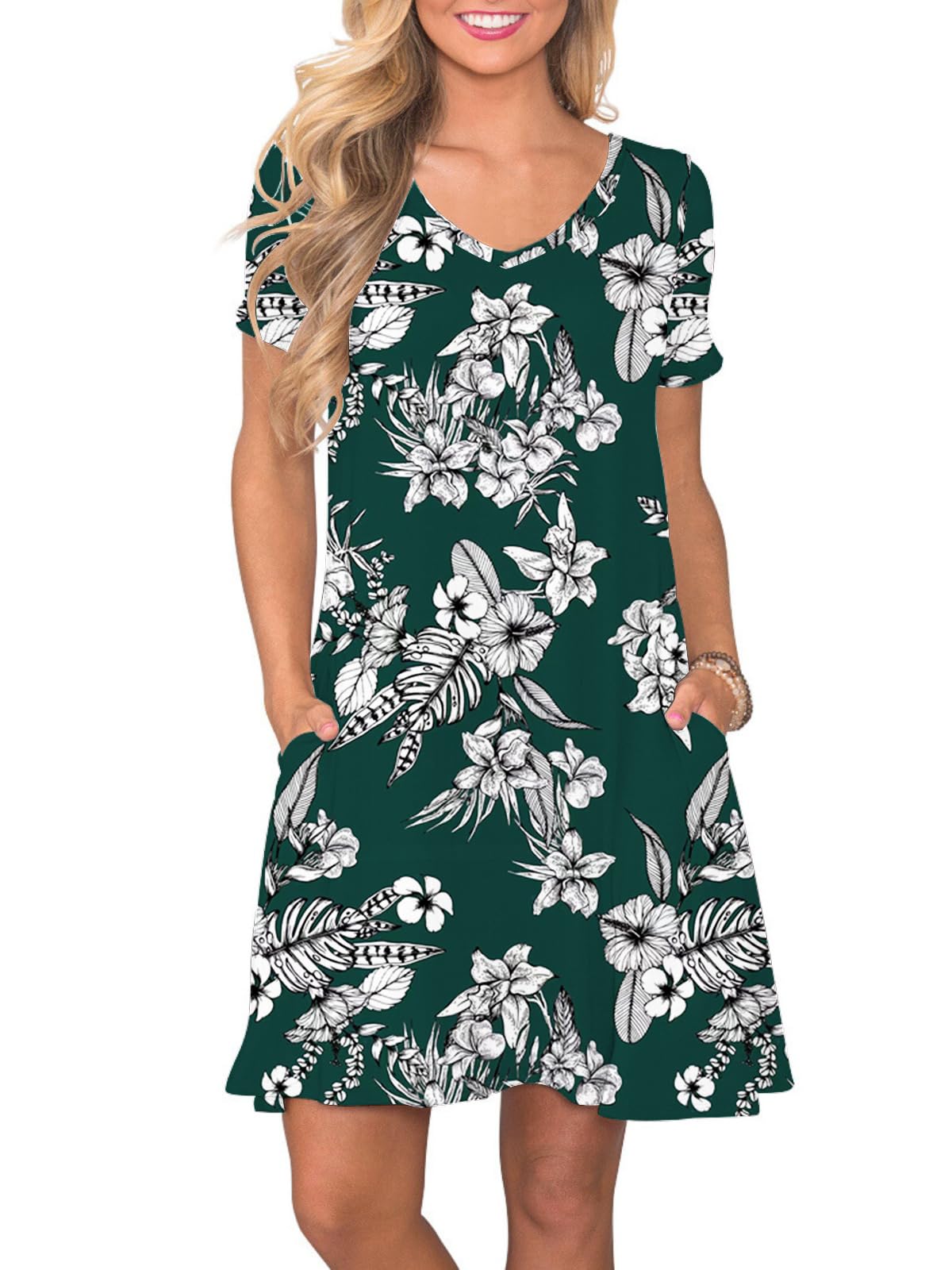 lionstill Women's Casual T Shirt Dress Summer Short Sleeve Swing Dresses with Pockets