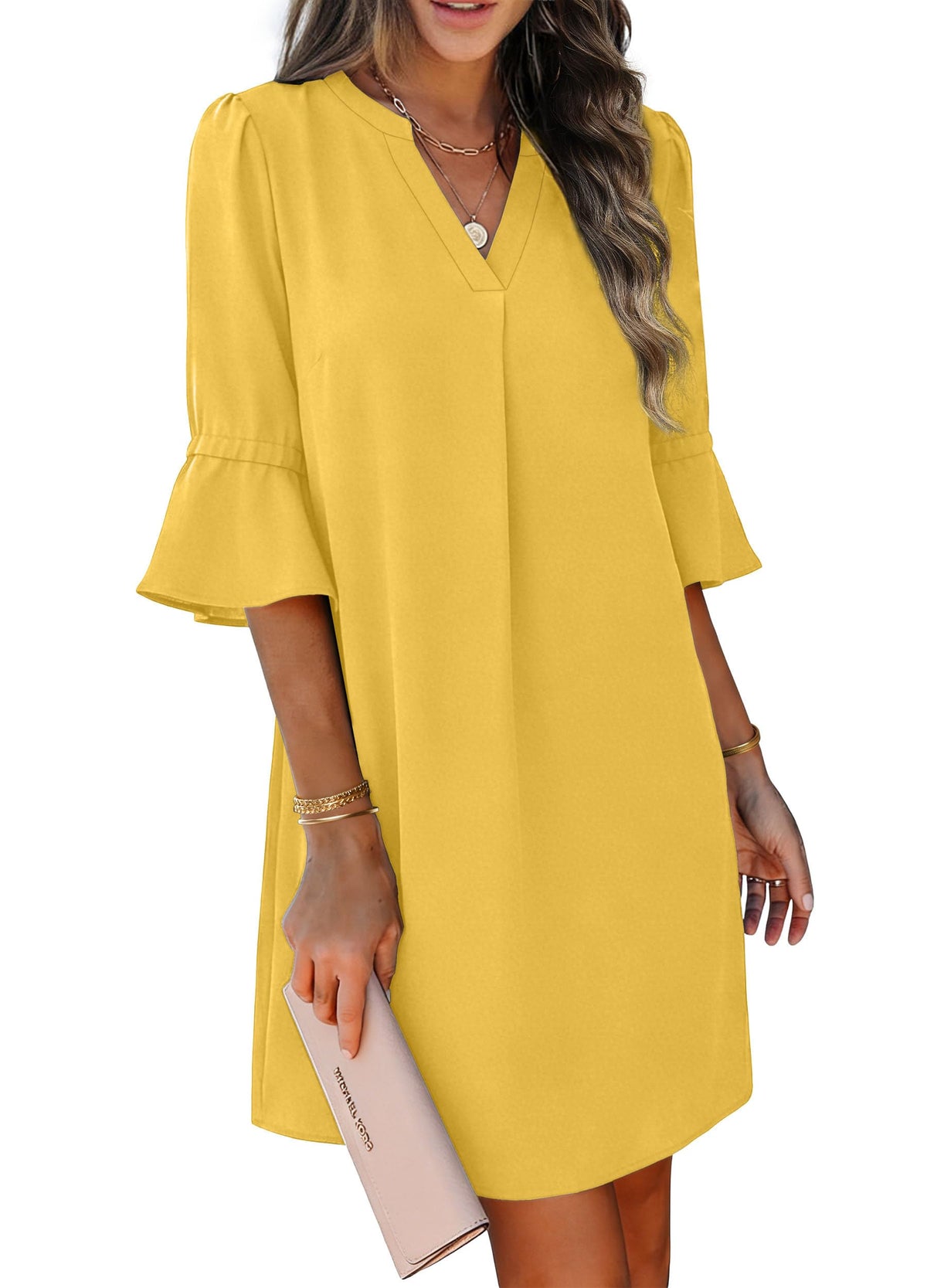 RUMIA Shift Dress for Women Ruffle Sleeve Loose Casual Dress