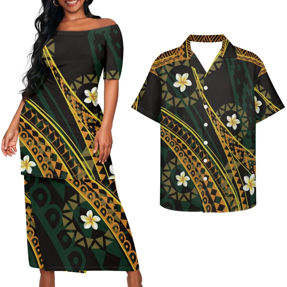 Samoa Couple Outfit Puletasi Samoa Dress Polynesian Shirts for Men Puletasi Samoan Traditional Dress Hawaiian