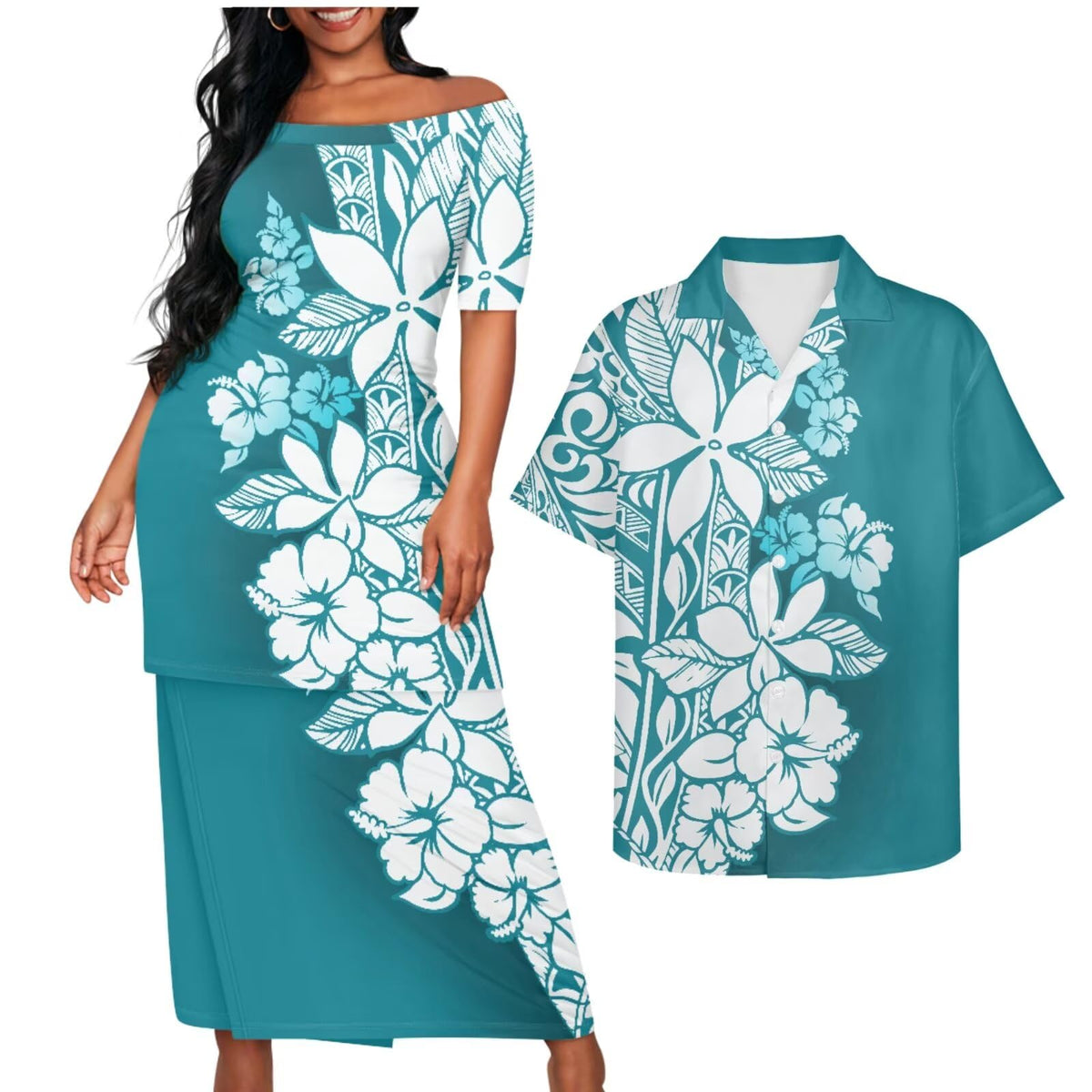 Samoa Couple Outfit Puletasi Samoa Dress Polynesian Shirts for Men Puletasi Samoan Traditional Dress Hawaiian