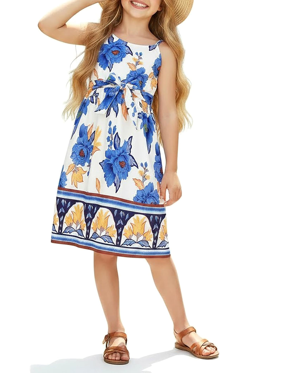 PATPAT Family Matching Outfits Mommy and Me Dresses Hawaiian Tropical Vacation Beach Spaghetti Strap Dress and Shirt