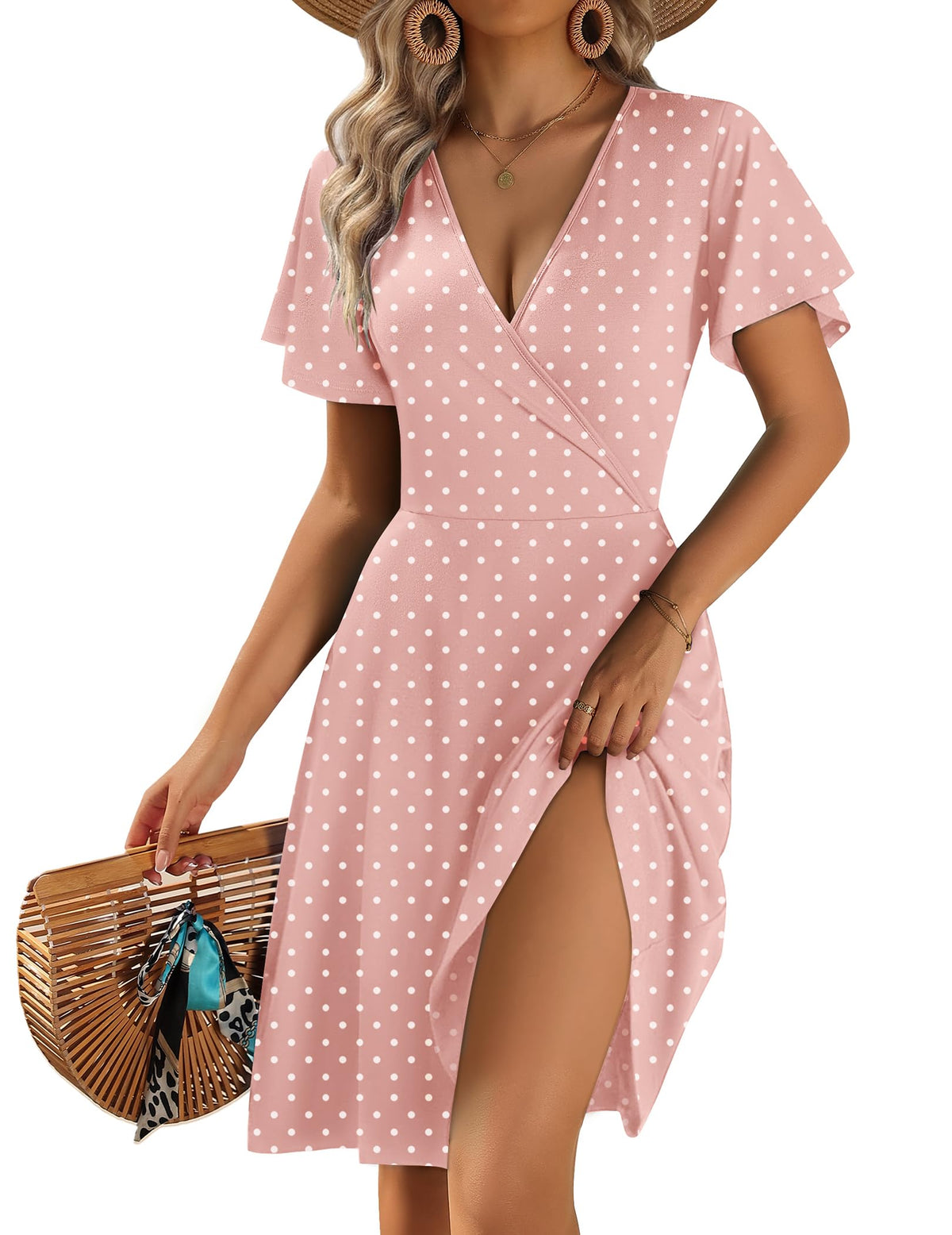 Zeagoo Womens Summer Dresses Wrap V Neck Dress Floral A-Line Ruffle Sleeve Casual Sundress with Pockets 2026